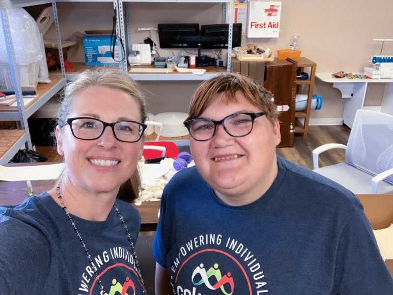 A Columbia Ability Alliance Employment Specialist taking a selfie with one of her clients